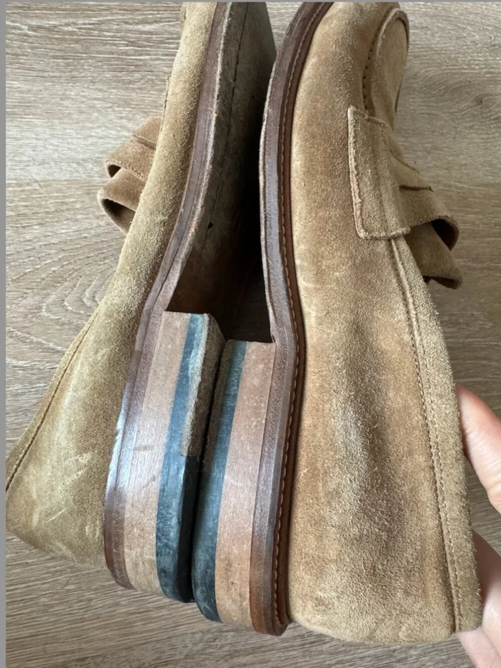 Ankari + Floruss Light Brown Suede Loafers in Size 10